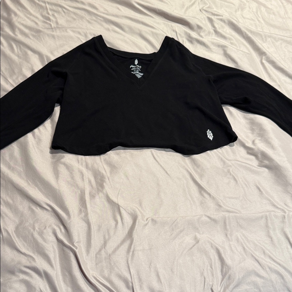 Free People Black V-Neck Crop Top